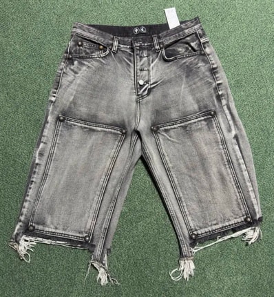 THUG CLUB Double Knee Denim Shorts "Black"