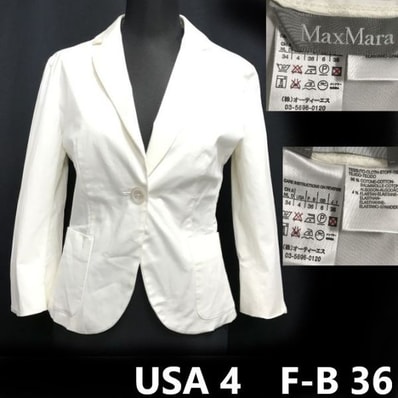 日本正規代理店タグ★マックスマーラ/MaxMara★春夏/七分袖/ストレッチジャケット【USA4 F-B36/レディースS-M/白】ブレザー/Jacket◆cBH754