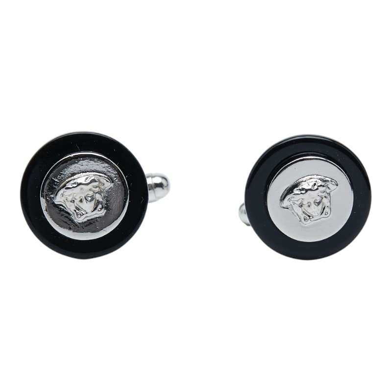 ヴェルサーチェ メドゥーサ カフス シルバー ブラック メタル メンズ VERSACE 【中古】