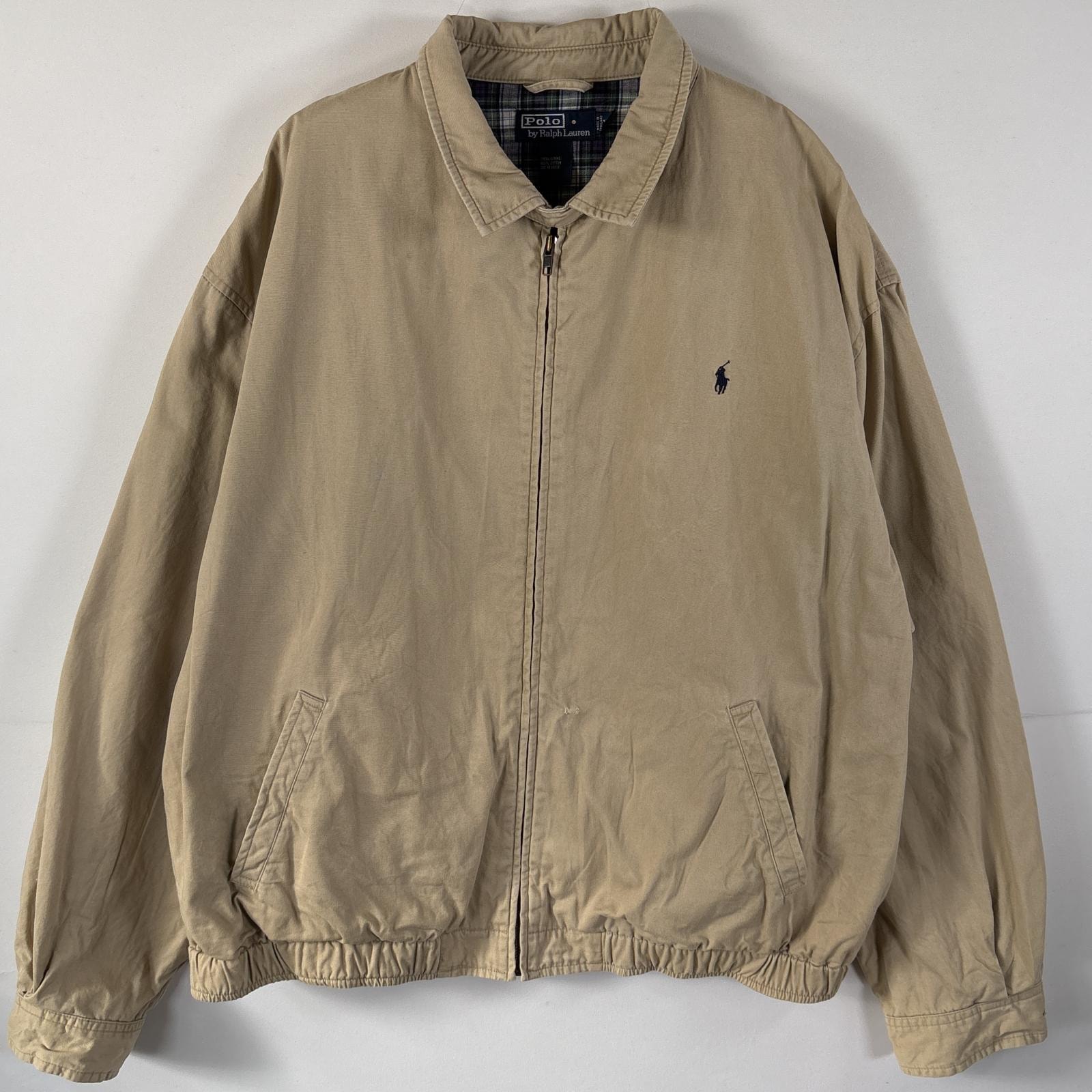 古着 90's/90年代 ポロバイラルフローレン Polo by Ralph Lauren スイングトップ ワンポイントロゴ 大きいサイズ 14041  ベージュ メンズ