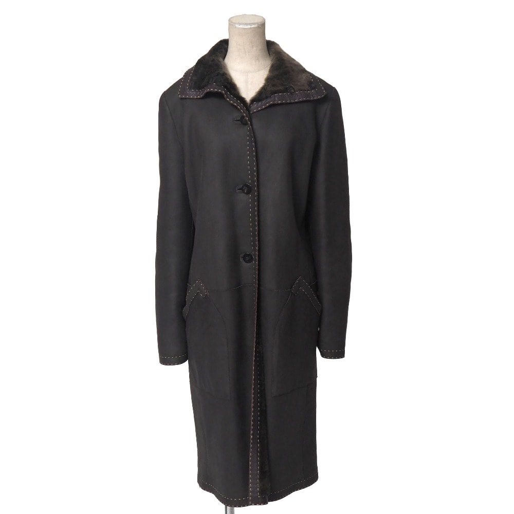 ■美品■FENDI フェンディ コート サイズ42 ムートン リバーシブル ロングコート ブランド古着【中古】20260511/RA9290