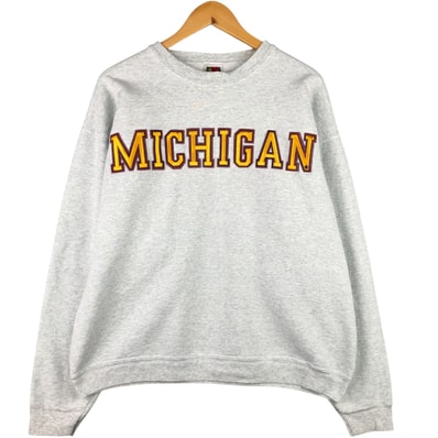 古着 00年代 フルーツオブザルーム FRUIT OF THE LOOM MICHIGAN ミシガン大学 プリントスウェットシャツ トレーナー メンズXL相当/eaa587791