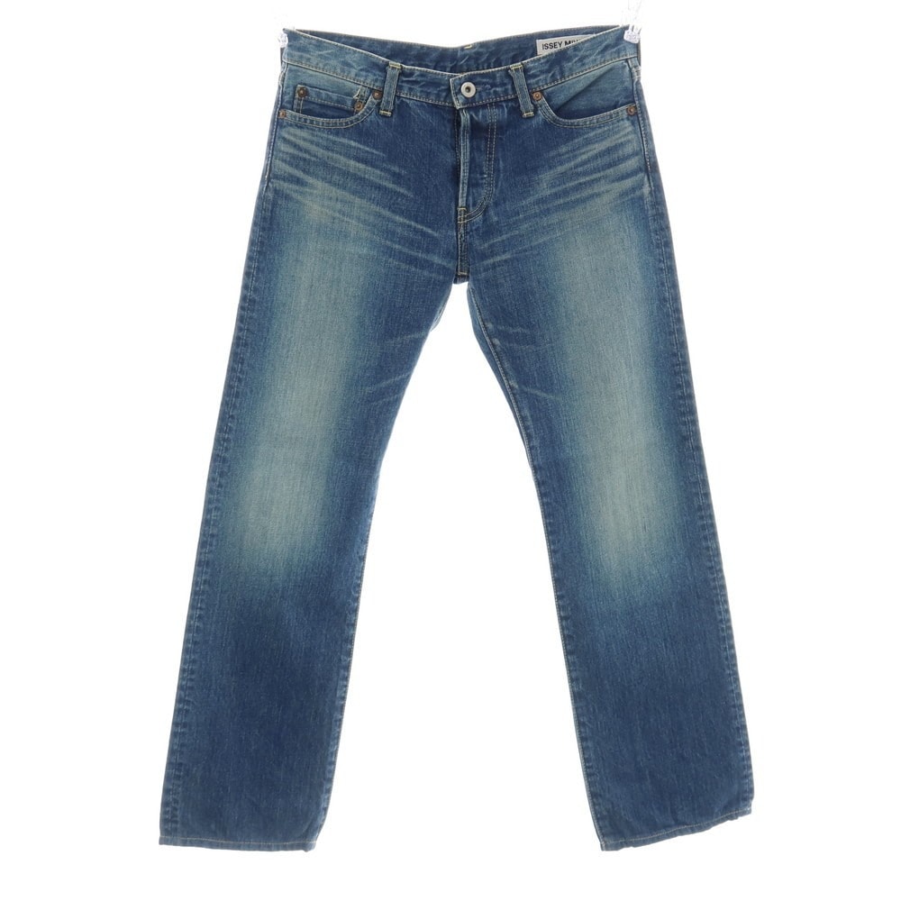 【中古】イッセイミヤケ ISSEY MIYAKE コットン デニムパンツ ジーンズ ブルー【サイズ2】【レディース】