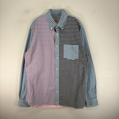 古着 ブルックスブラザーズ Brooks Brothers 長袖シャツ ボタンダウン 胸ポケット クレイジーカラー M ブルー系 チェック メンズ