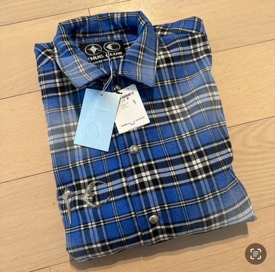 THUG CLUB Arab Sword Flannel Shirt "Blue"