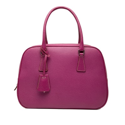プラダ 三角ロゴプレート ハンドバッグ ピンク レザー レディース PRADA 【中古】