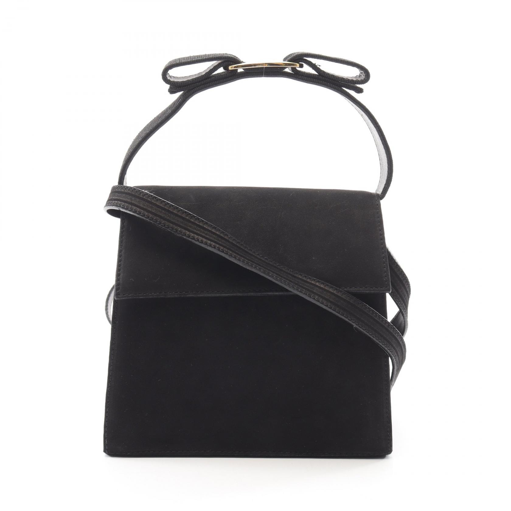 サルヴァトーレフェラガモ Salvatore Ferragamo ヴァラリボン 2WAY ハンドバッグ バッグ スウェード レディース ブラック系 【中古】