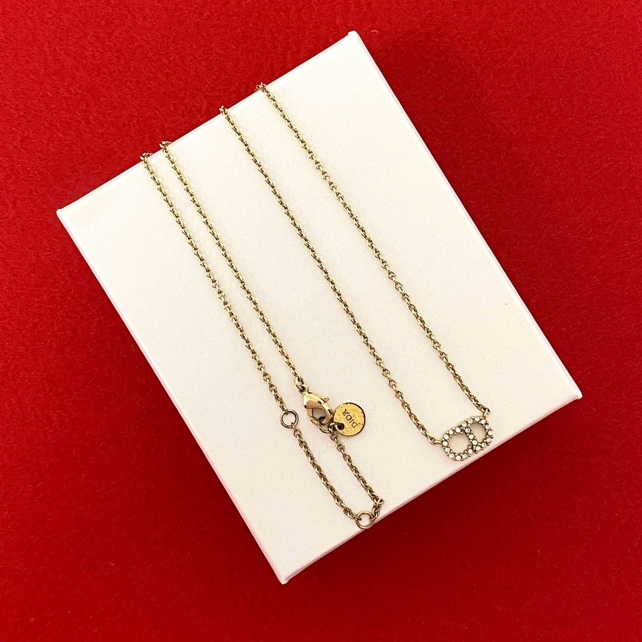 Christian Dior ディオール CD ロゴ GP ラインストーン ネックレス ゴールド
 42447