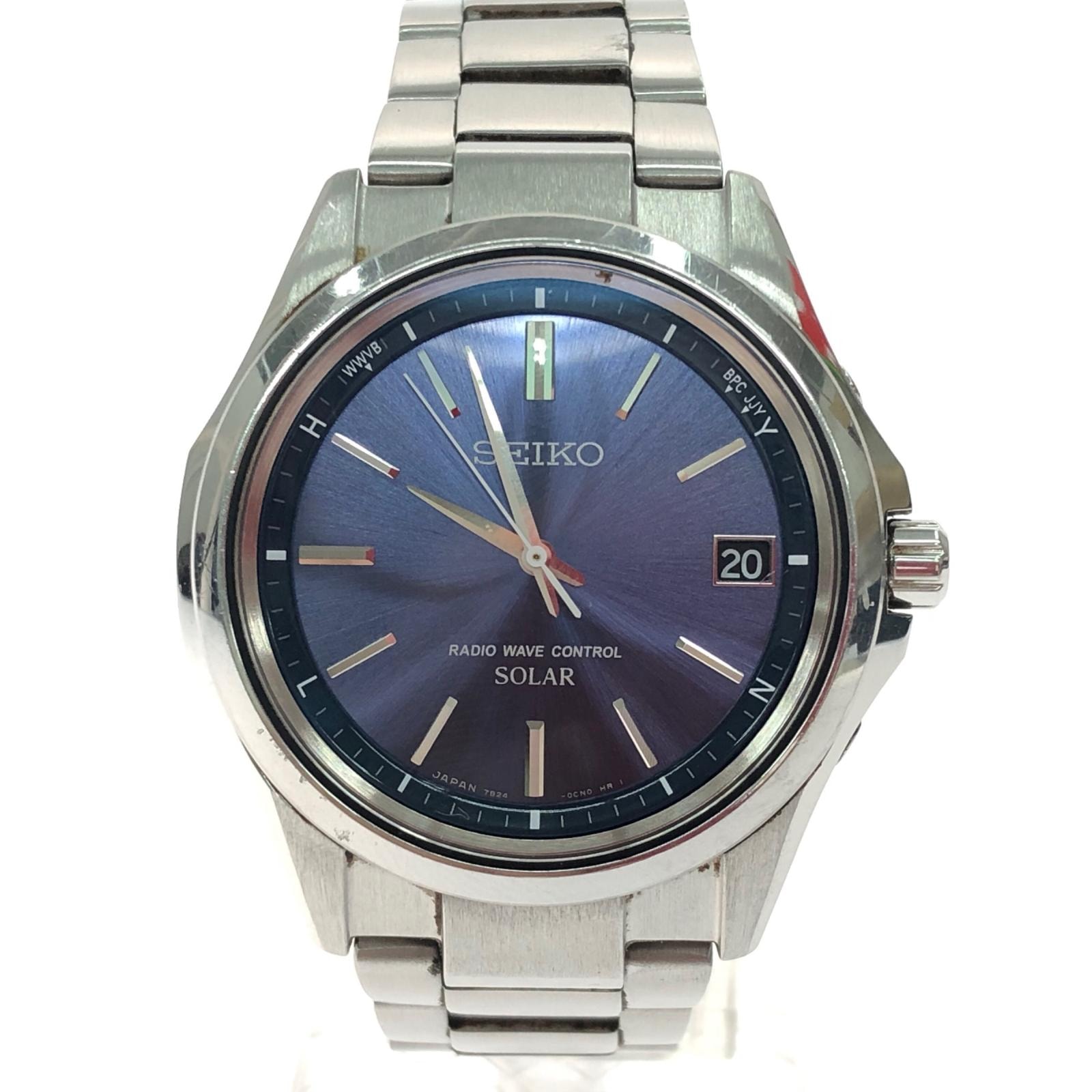SEIKO セイコー メンズ腕時計 電波ソーラー アナログ デイト セイコーセレクション ブルー文字盤 7B24-0BN0