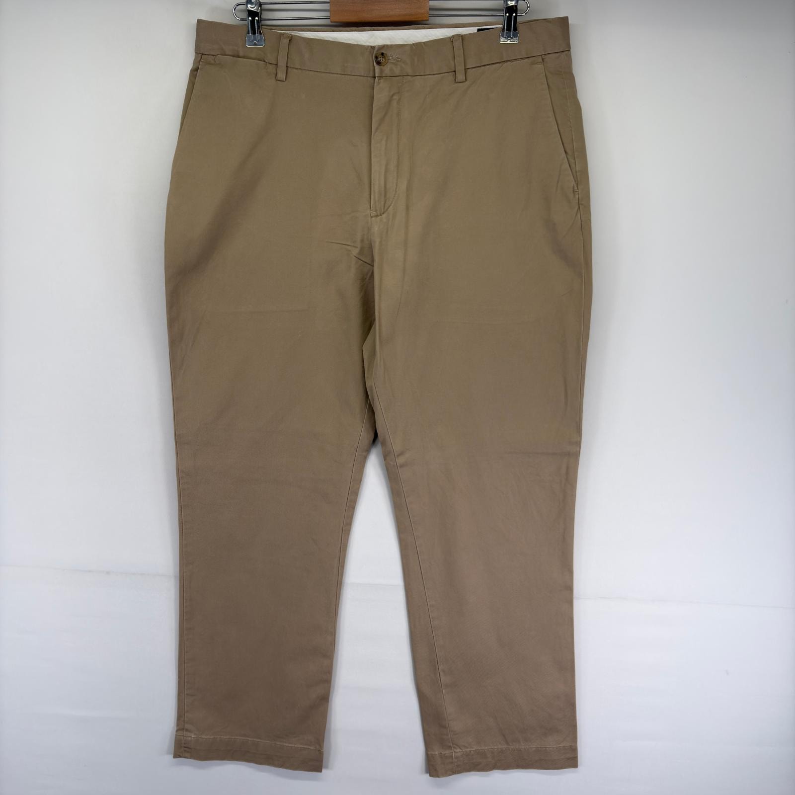 古着 ポロ・ラルフローレン POLO RALPH LAUREN パンツ チノパン ワンポイントロゴ ジップ ストレート W35 L30  ベージュ系 メンズ
