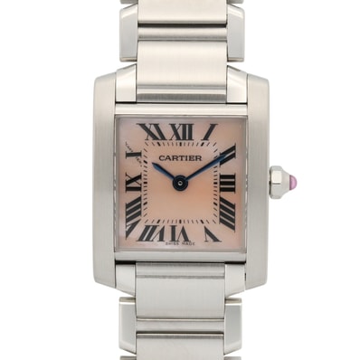 カルティエ CARTIER タンクフランセーズ SM 腕時計 時計 ステンレススチール レディース ピンク系 ピンクシェル W51028Q3 【中古】