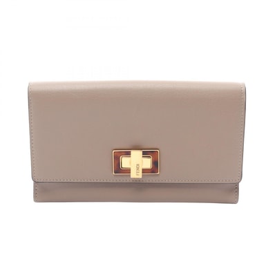フェンディ FENDI ピーカブー セレリア 二つ折り長財布 財布 レザー レディース ベージュ系 8M0308 【中古】
