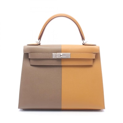 エルメス HERMES ケリー28 外縫い 2WAY ハンドバッグ バッグ レザー ヴォーエプソン ヴォーエプソン セサミ Z刻印(2021年製造) レディース ブラウン系 / グレー系 / エトゥープ 【中古】