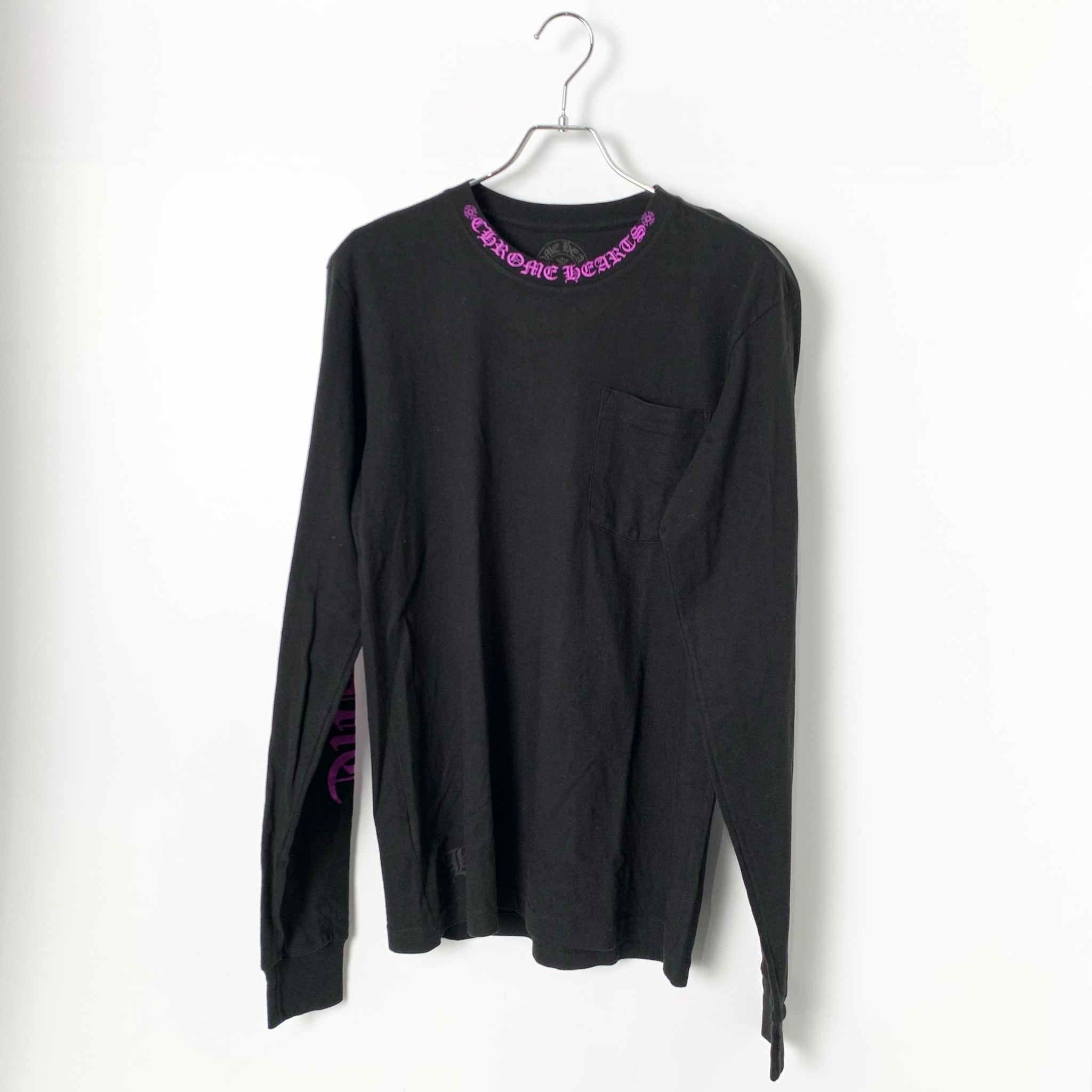 Chrome Hearts Script Neck Logo L/S T-Shirt "Black/Purple"