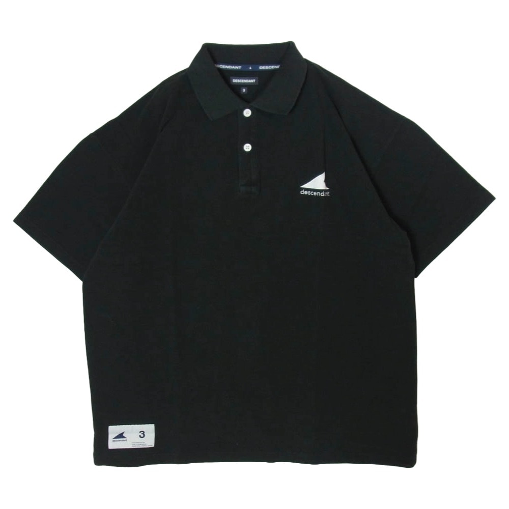 DESCENDANT ディセンダント ポロシャツ 23SS 231ATDS-CSM01S CETUS POLO SS ロゴ刺繍 オゾン加工 鹿の子 半袖 ポロシャツ ブラック系 3【新古品】【未使用】【中古】