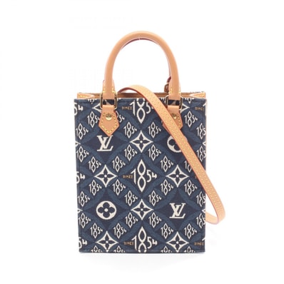 ルイ・ヴィトン LOUIS VUITTON プティット サックプラ Since 1854 ハンドバッグ バッグ キャンバス レザー モノグラム・ジャガード レディース ネイビー系 / ホワイト系 / ブラウン系 M80288 【中古】