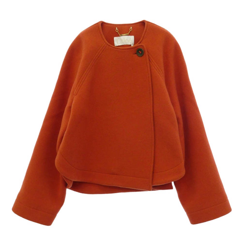 Chloe クロエ CH20SMA 1607285336 ノーカラー ショート コート オレンジ系 36【中古】