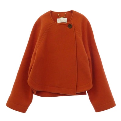 Chloe クロエ CH20SMA 1607285336 ノーカラー ショート コート オレンジ系 36【中古】