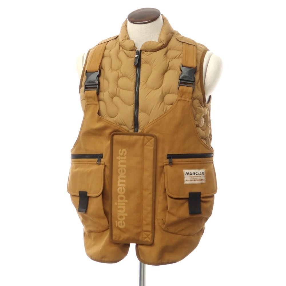 【中古】モンクレール ジーニアス MONCLER GENIUS × Salehe Bembury 2023年秋冬 SIERPINSKI GILET ダウンベスト ライトブラウン【サイズ2】【メンズ】