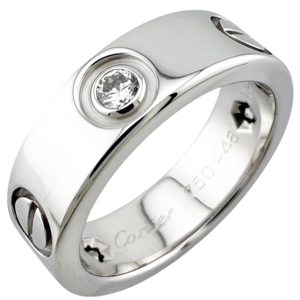 カルティエ ラブ リング 指輪 8号 18金 K18ホワイトゴールド ダイヤモンド レディース CARTIER  中古