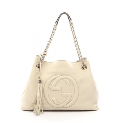 グッチ GUCCI ソーホー インターロッキングG ショルダーバッグ バッグ レザー レディース アイボリー系 308982 【中古】
