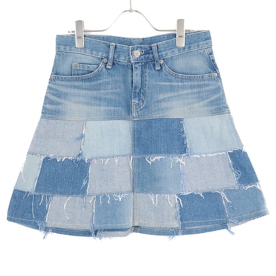 ヒステリックグラマー ブルー 01243AK02 パッチワーク デニムスカート S