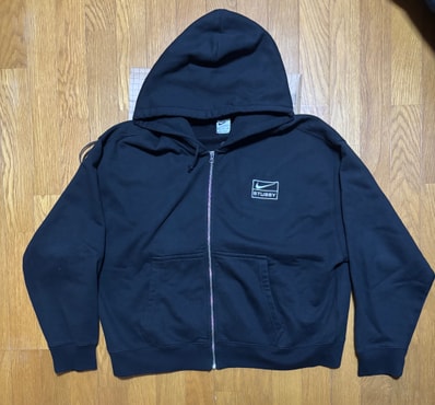 Stussy x Nike Stone Washed Fleece Zip Hoodie "Black" (US Size) FJ9175-010