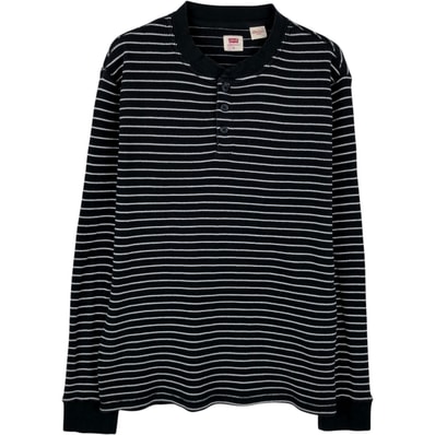 古着 リーバイス Levi's ボーダー柄 ヘンリーネック サーマルロンT ワッフル メンズM相当/eaa652943