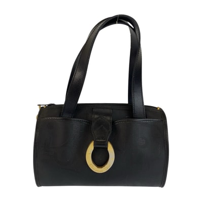 美品 Christian Dior クリスチャンディオール ヴィンテージ トロッター ブラック 黒 ゴールド金具 PVC レザー/ ハンドバッグ ミニボストンバッグ 602201 【中古】