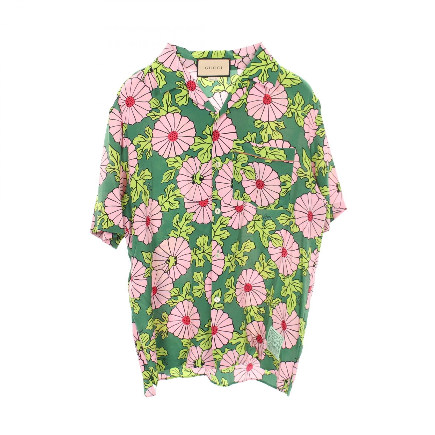 グッチ GUCCI GUCCI × KEN SCOTT 衣料品 トップス シルク メンズ グリーン系 / ピンク系 【中古】