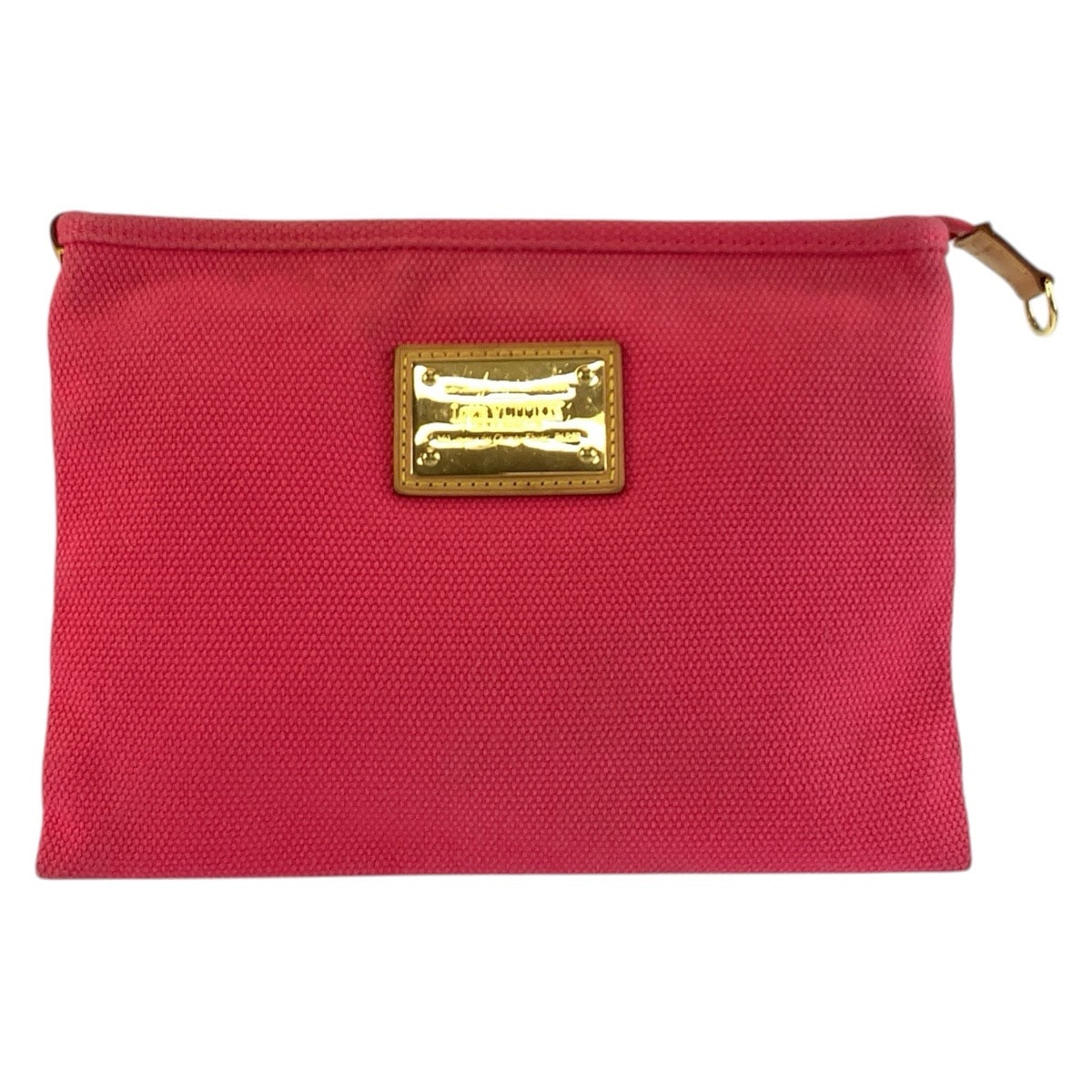 LOUIS VUITTON ルイヴィトン アンティグア ポシェットプラットGM ピンク ゴールド金具 キャンバス クラッチバッグ ポーチ 1-0297744 【中古】