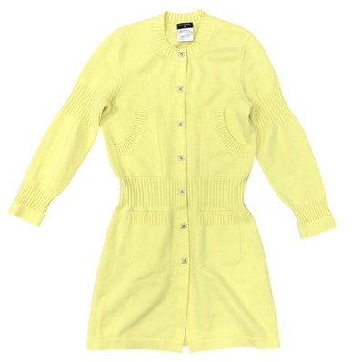 CHANEL シャネル カーディガン ターンロックボタン ロングカーディガン トップス 服 アパレル 38 イエロー カシミヤ レディース 春 秋 冬【中古品】