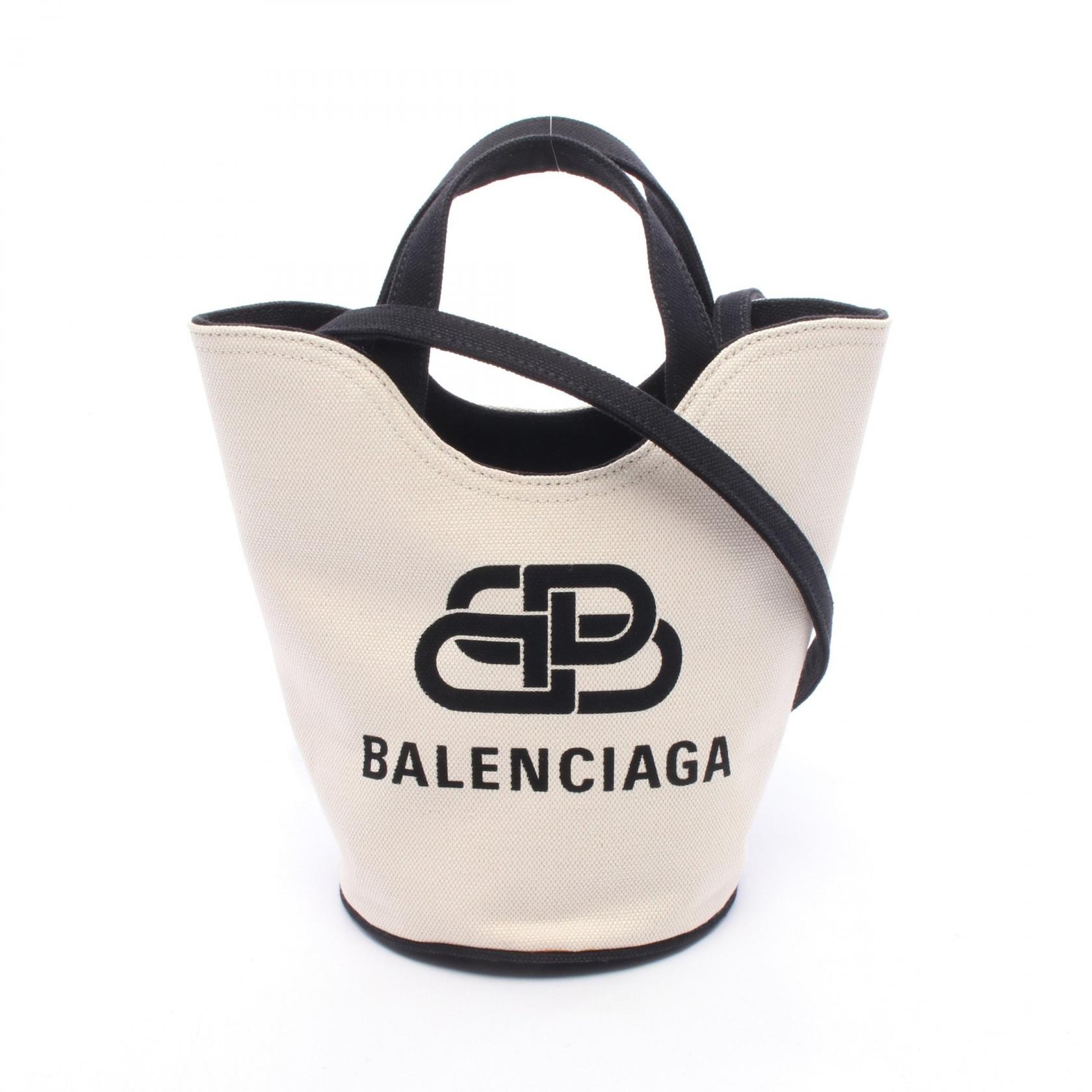 バレンシアガ BALENCIAGA Wave XS 2WAY ハンドバッグ バッグ キャンバス レディース アイボリー系 / ブラック系 619979 【中古】