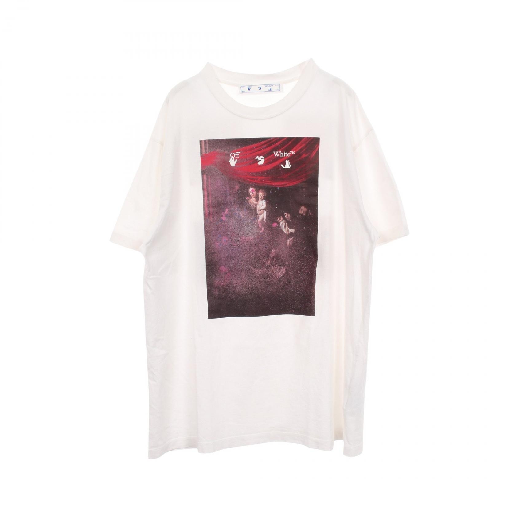 オフホワイト OFF-WHITE グラフィック絵画プリント 半袖Tシャツ 衣料品 トップス コットン メンズ ホワイト系 OMAA038S21JER005 【中古】