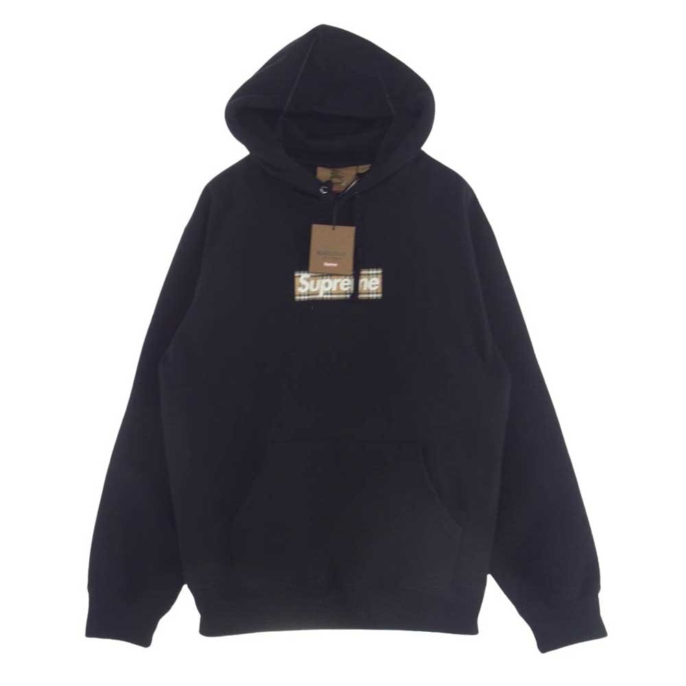 Supreme シュプリーム パーカー BURBERRY 22SS Box Logo Hooded Sweatshirt バーバリー ボックスロゴ フーデッド スウェット パーカー ブラック系 M【極上美品】【中古】