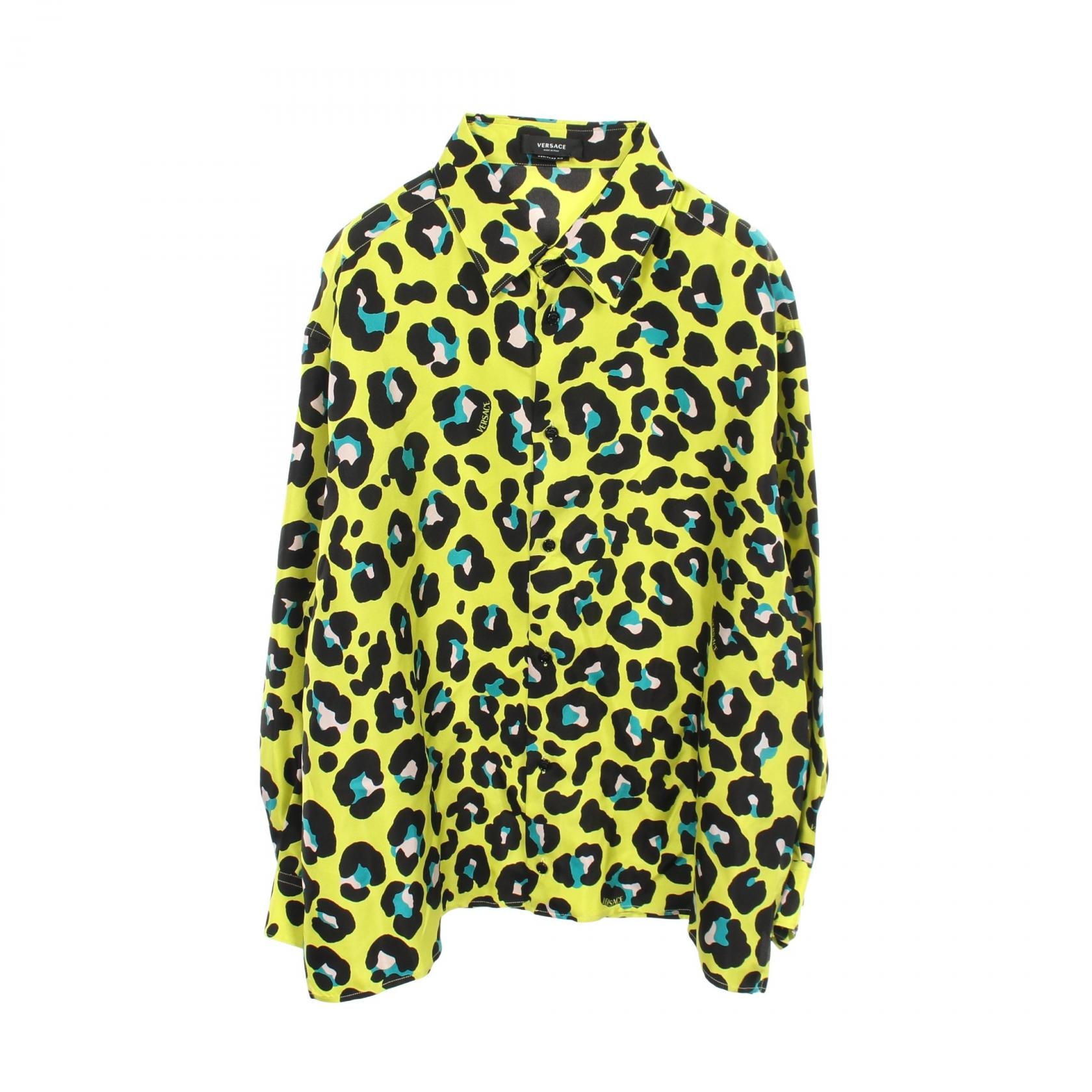 ヴェルサーチ VERSACE レオパード 衣料品 トップス シルク メンズ イエロー系 / ブラック系 / マルチカラー 【中古】