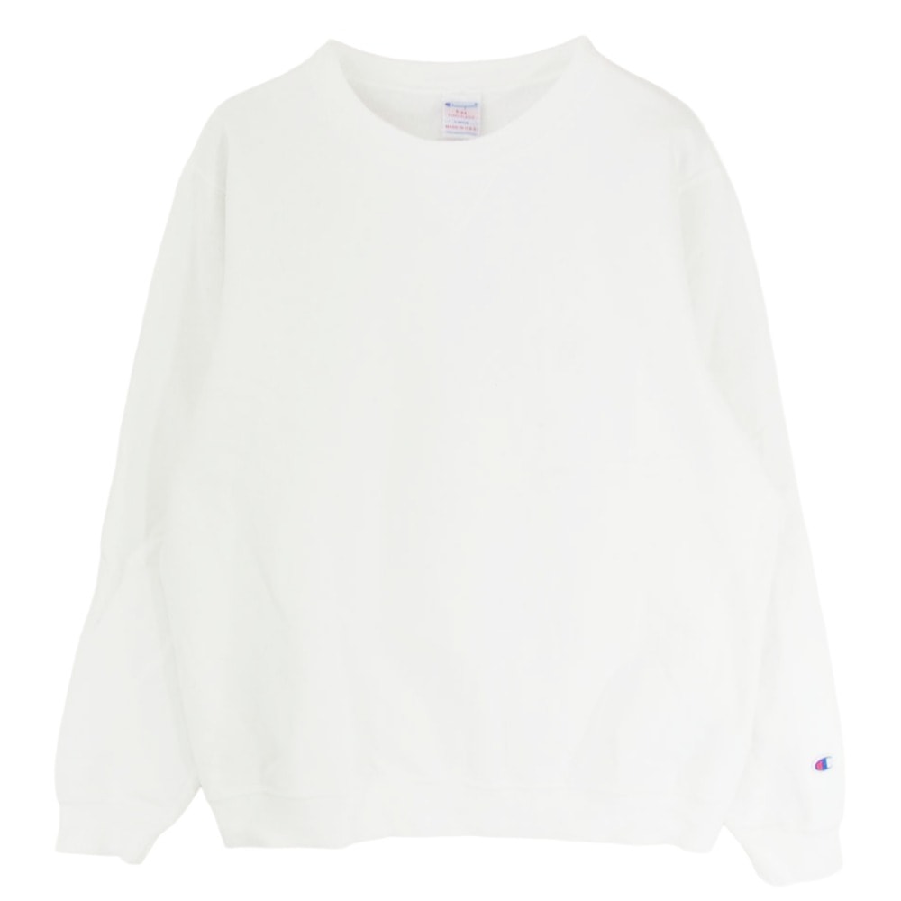 Champion チャンピオン スウェット C5-P001 USA製 9oz Terry Fleece CREW NECK SWEATSHIRT クルーネック スウェット シャツ ホワイト系 L【中古】
