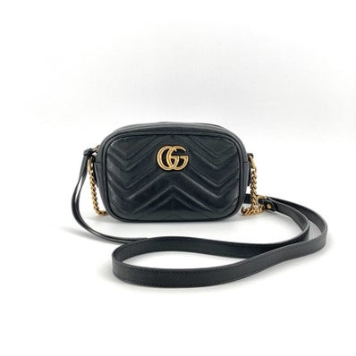 GUCCI(グッチ) GGマーモント レザー 448065 ショルダーバッグ ブラック