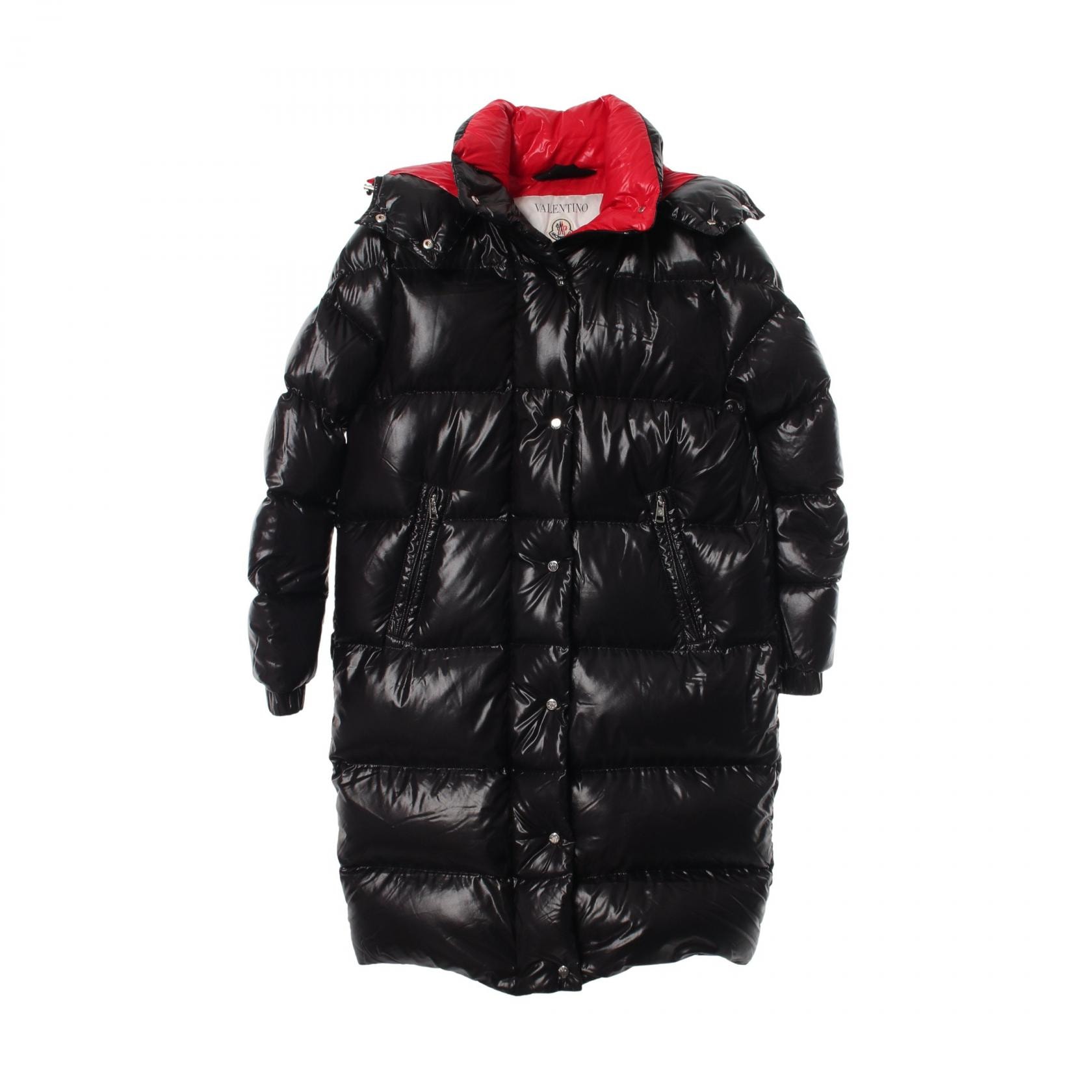 ヴァレンチノ Valentino VALENTINO × MONCLER ダウンジャケット 衣料品 アウター ナイロン レディース ブラック系 / レッド系 【中古】