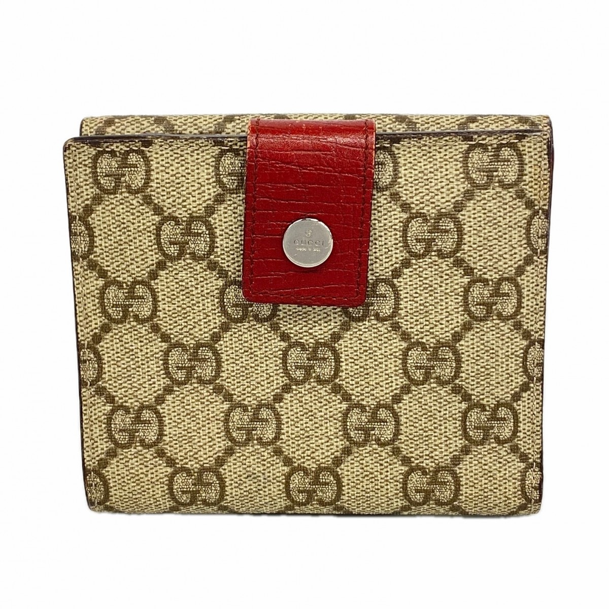 【6ga0365】グッチ 財布 GGスプリーム 115052 PVC ブラウン シルバー金具【中古】レディース