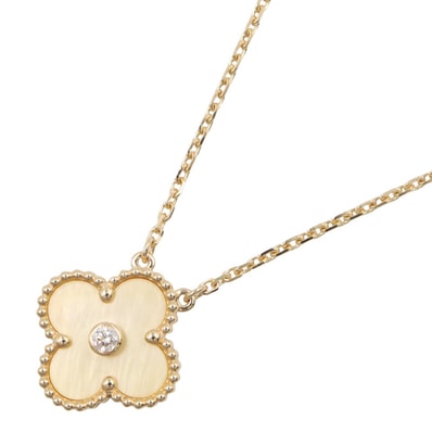 ヴァンクリーフ&アーペル Van Cleef & Arpels ヴィンテージアルハンブラ 1PD ネックレスマザーオブパール ネックレス ジュエリー K18(イエローゴールド) ダイヤモンド マザーオブパール レディース ゴールド系
