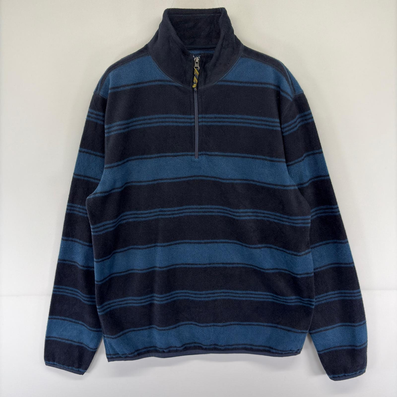 古着 ギャップ GAP トレーナー ハーフジップ フリース プルオーバー  M  ブルー系 ボーダー メンズ