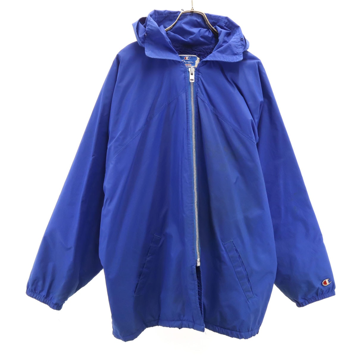 Champion チャンピオン 90s オールド USA製 青タグ ナイロンジャケット XL ブルー フーディー