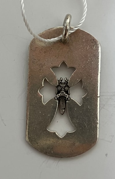 Chrome Hearts Dog Tag L Cross Dagger "Silver"