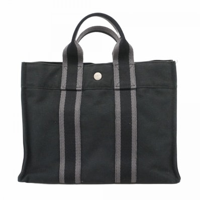 【6de6246-k】エルメス ハンドバッグ フールトゥPM キャンバス ブラック シルバー金具【中古】メンズ レディース ユニセックス