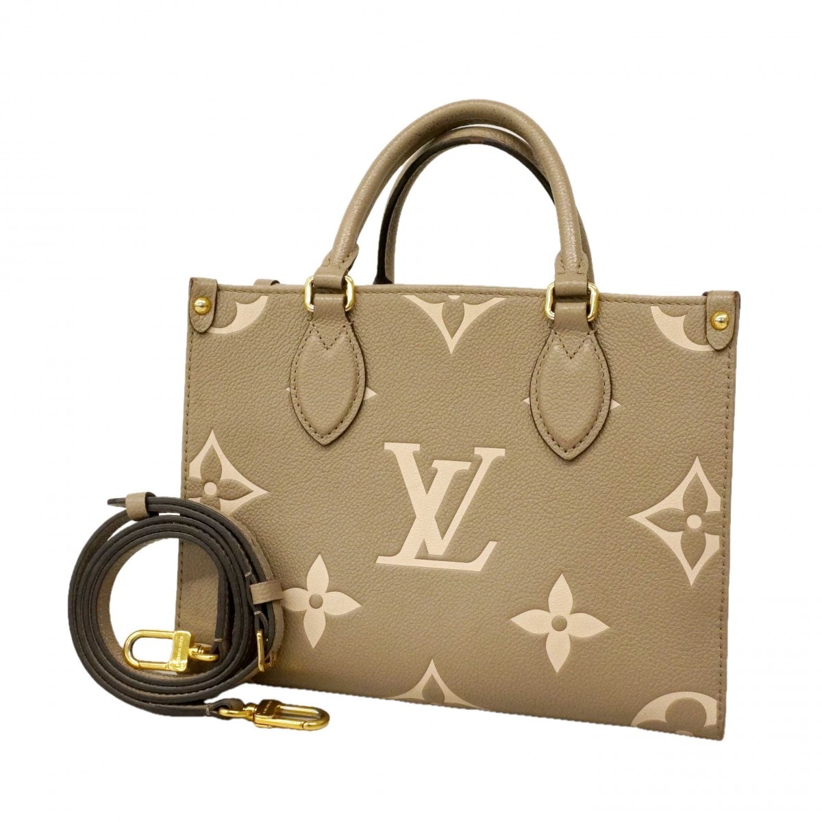 【6dc2764-h】ルイヴィトン ハンドバッグ モノグラム・アンプラント バイカラー オンザゴーPM M45779 トゥルトレール クレーム 2wayバッグ【中古】レディース
