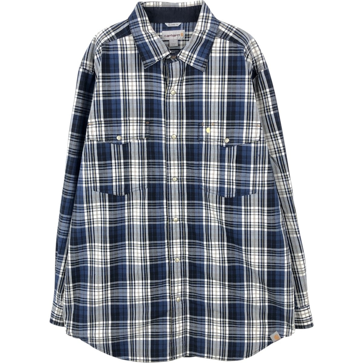 古着 カーハート Carhartt RELAXED FIT チェック柄 長袖 ワークシャツ メンズL相当/eaa659950