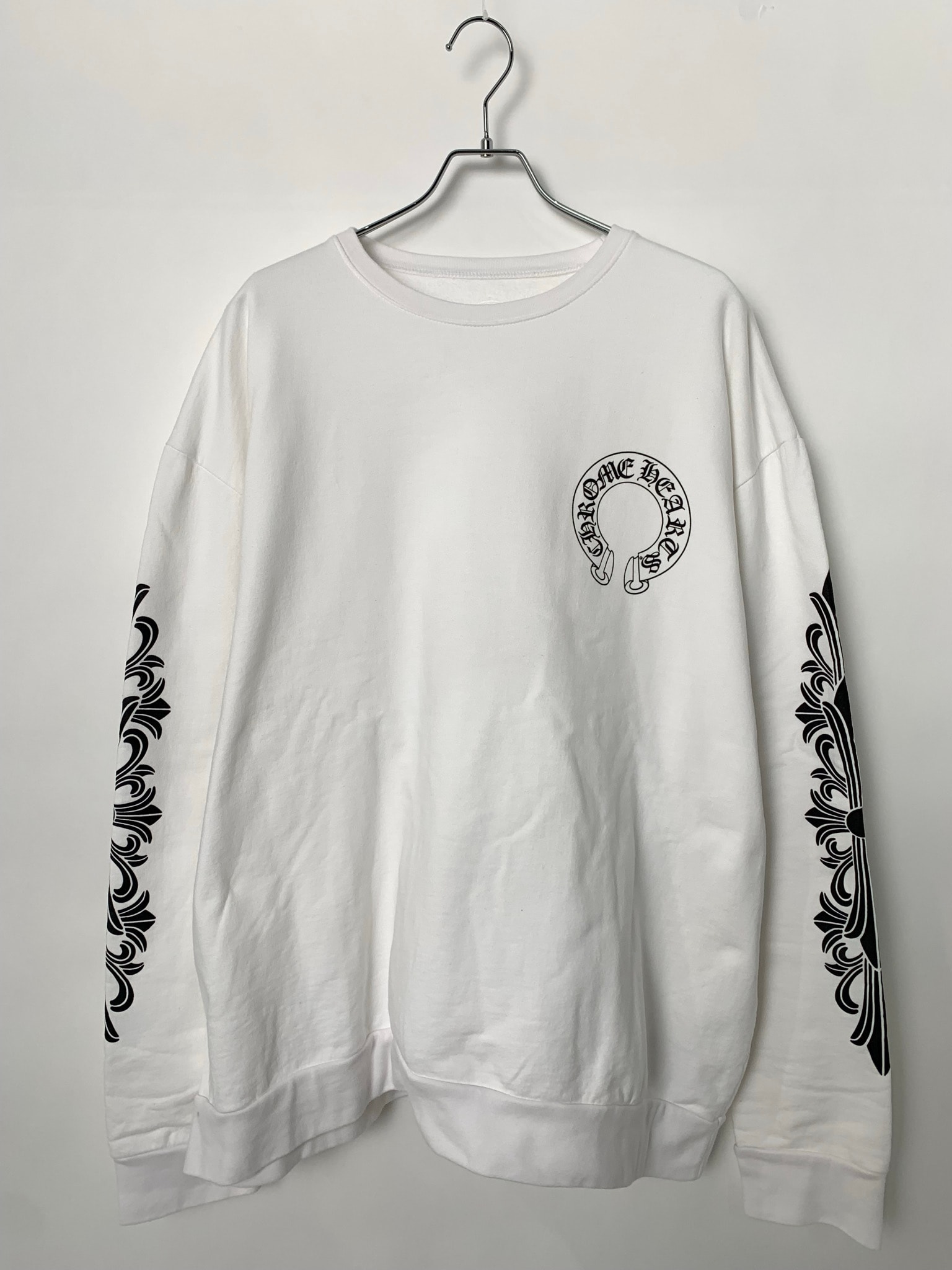 Chrome Hearts Floral Cross Horseshoe Back Print Sweatshirt "White"