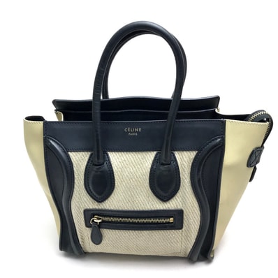 セリーヌ CELINE マイクロショッパー カバン ラゲージシリーズ トートバッグ レザー ベージュ×ブラック