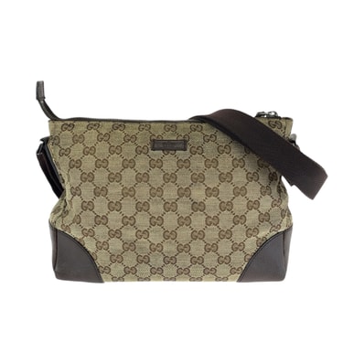 GUCCI グッチ ブラウン ベージュ シルバー金具 GGキャンバス ショルダーバッグ メッセンジャーバッグ 506585 【中古】